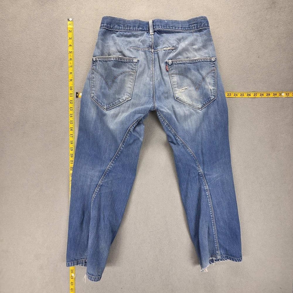 Vintage Levis Engineered Jeans Mens 31x27 Blue Twisted Button Fly Thrashed - Picture 2 of 16